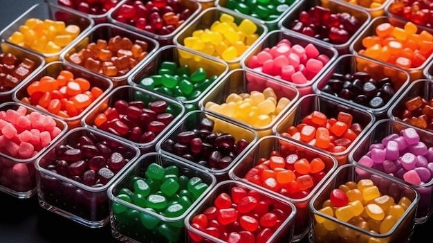 Una muestra de gominolas se muestra en un mercado.