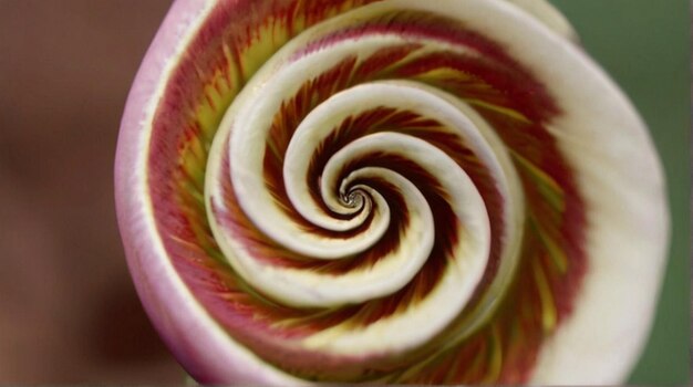 Foto se muestra una hermosa flor con una espiral en ella