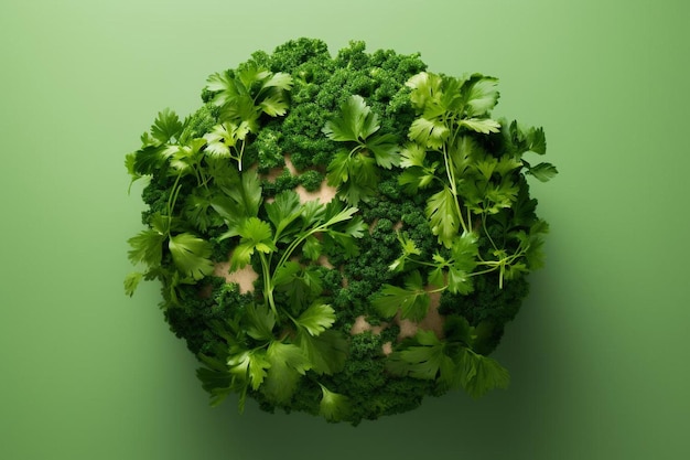 se muestra una hoja verde de brócoli sobre un fondo verde.