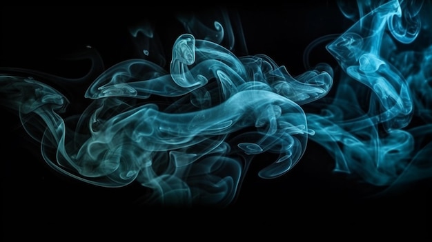 Se muestra un humo azul contra un ai generador de fondo negro