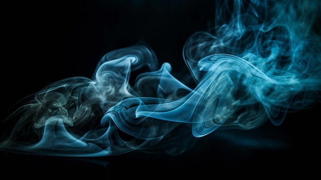 Se muestra un humo azul contra un ai generador de fondo negro