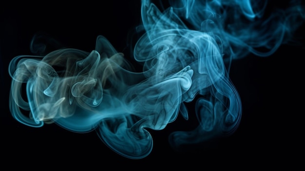 Se muestra un humo azul contra un ai generador de fondo negro