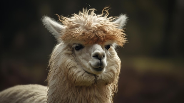 Se muestra una llama con el pelo rizado.