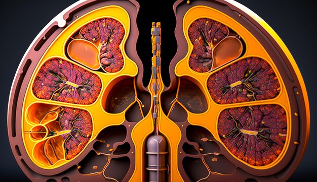 Foto se muestra un modelo médico de los pulmones ia generativa
