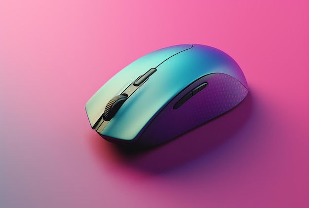 Se muestra un mouse de computadora con un fondo morado