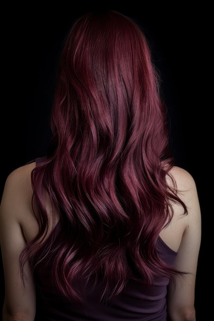 Se muestra una mujer con cabello largo y oscuro con un top morado.