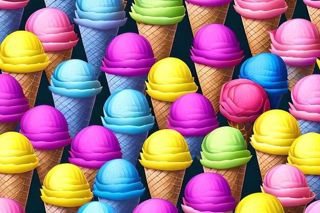 Foto se muestra un patrón de helados con diferentes colores.