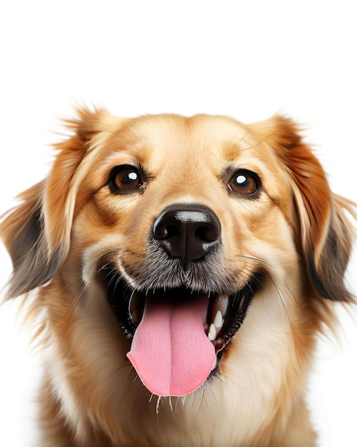 Se muestra un perro con una lengua rosada.