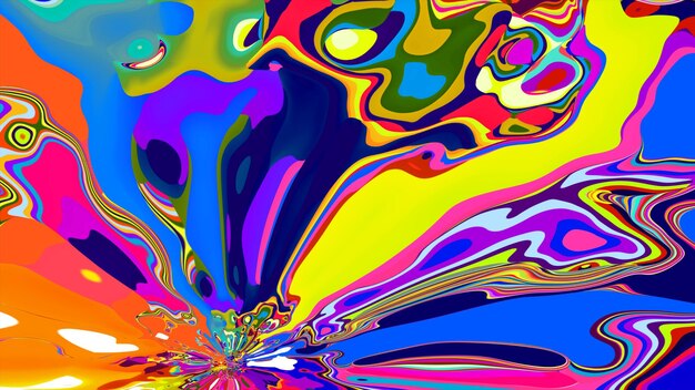 se muestra una pintura colorida de un líquido de color arco iris