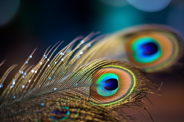 Se muestra una pluma de pavo real con la palabra pavo real.