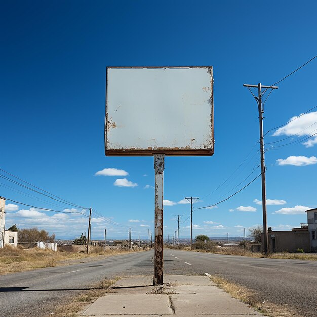 Muestra de la tienda en blanco foto contra el cielo azul