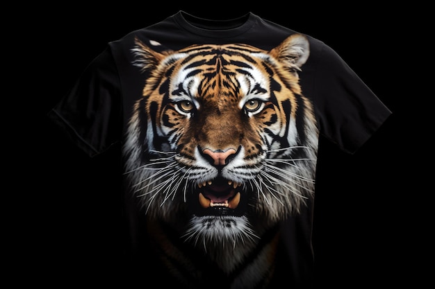 se muestra un tigre con un fondo negro