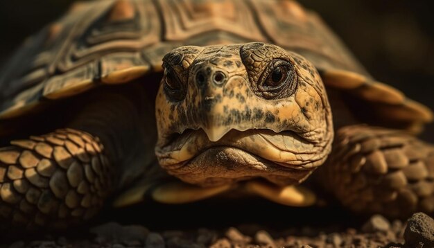 Se muestra una tortuga sobre una superficie rocosa.