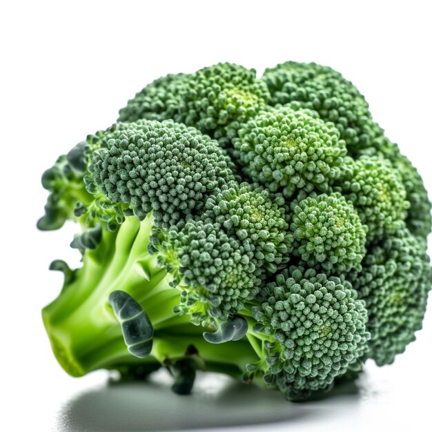 Se muestra un trozo de brócoli con hojas verdes.