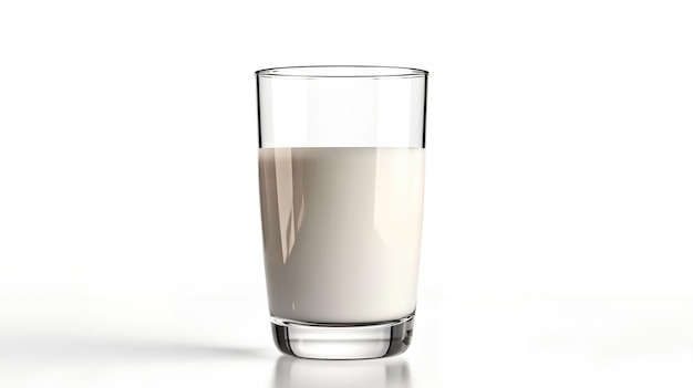 Se muestra un vaso de leche con la palabra leche.