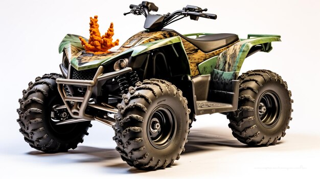 Se muestra un vehículo ATV AllTerrain en miniatura en 3D