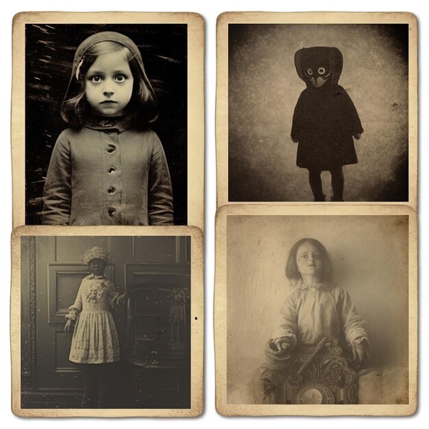 Se muestran cuatro fotos de una niña y una muñeca