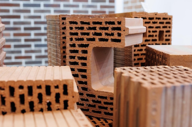 Muestras de ladrillos cerámicos Ladrillos huecos Materiales para la construcción de paredes y particiones
