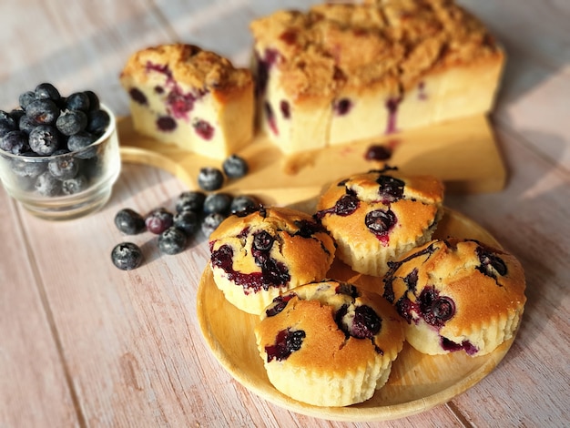 Muffin bluberry y pastel crumble