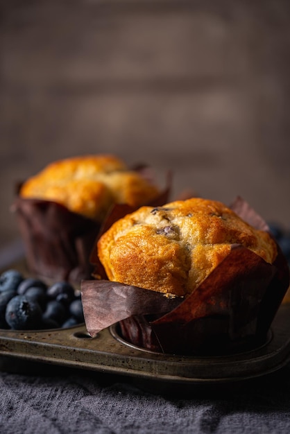 Muffin casero con arándanos