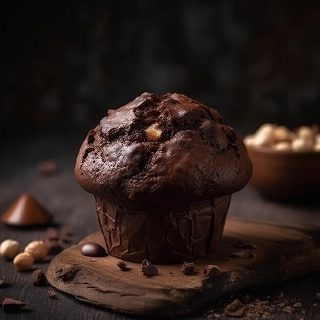 Un muffin de chocolate al que le han quitado un bocado