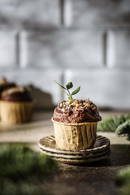 Muffin con chocolate y nueces