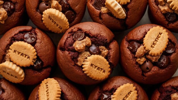 Muffin de chocolate con papas fritas de chocolate pasas y galletas