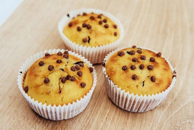 Muffin de chocolate fresco close-up