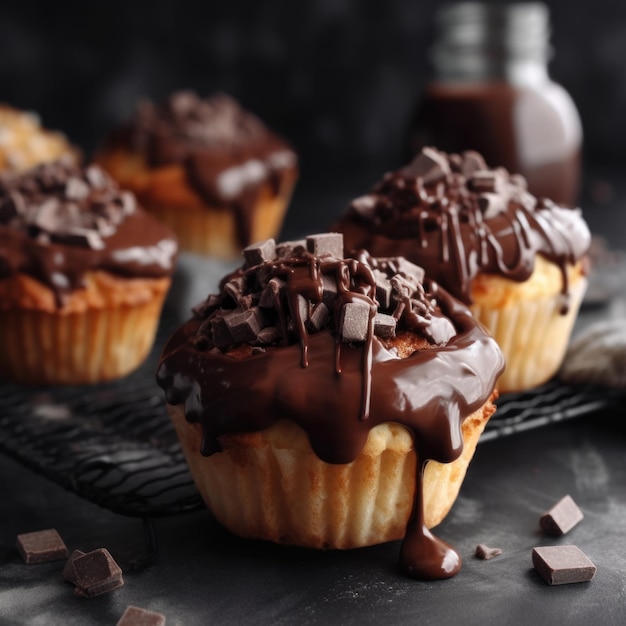 Muffin oder Cupcake mit Schokoladen-Topping