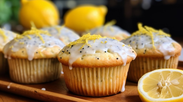 Muffins caseiros de sementes de papoula com limão