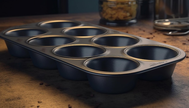 Foto muffins caseros horneados en horno la dulzura fresca llena la cocina doméstica generada por inteligencia artificial