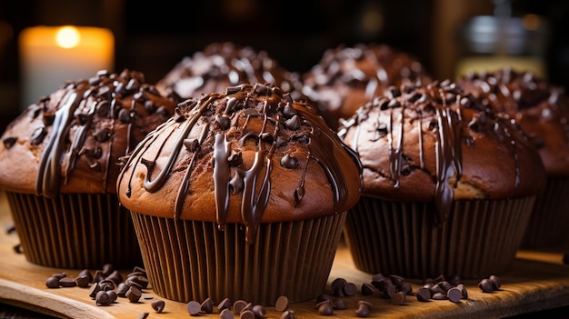 Muffins con cubiertas de chocolate