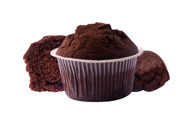 Muffins de chocolate isolados