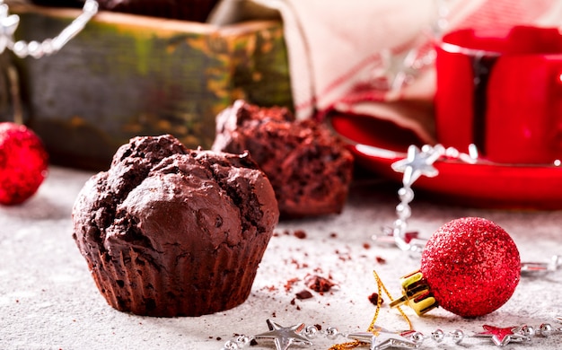 Muffins de Chocolate no Natal