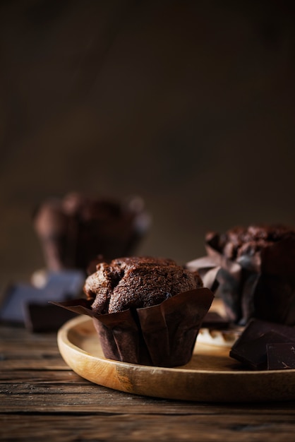 Muffins de doce com choccolate