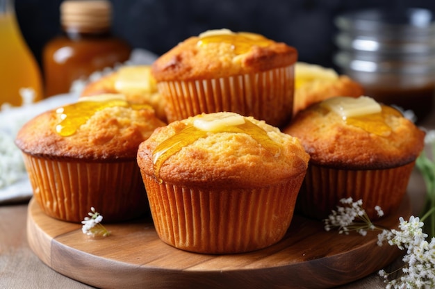 Muffins de mel de perto