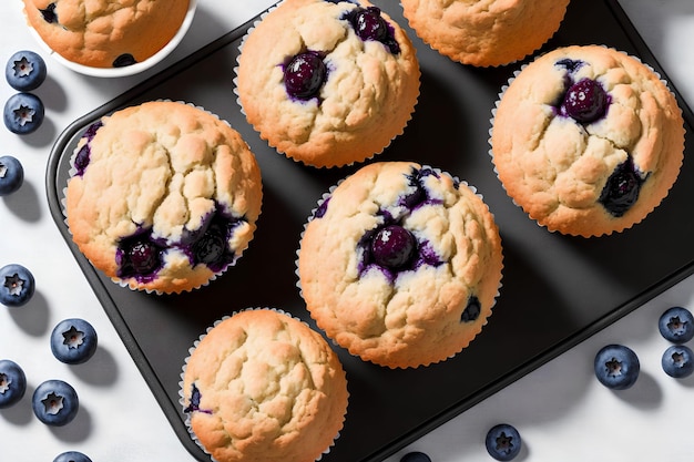 Muffins de mirtilo com arte generativa de ingredientes por IA