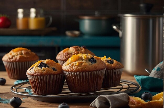 Foto muffins de la escena de la cocina