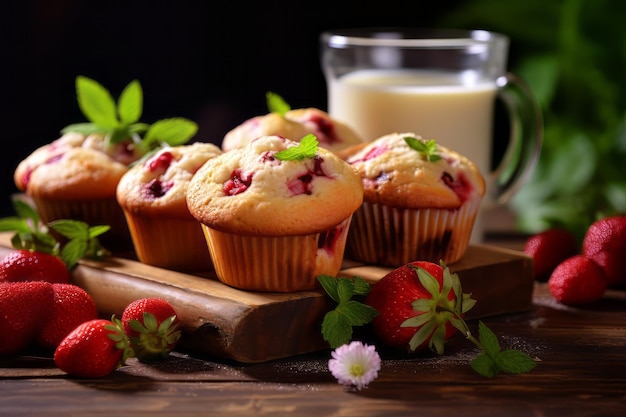 Foto muffins de fresa salud snacks recetas comida