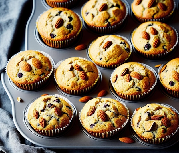 muffins recém-assados com chocolate e limão em um fundo branco