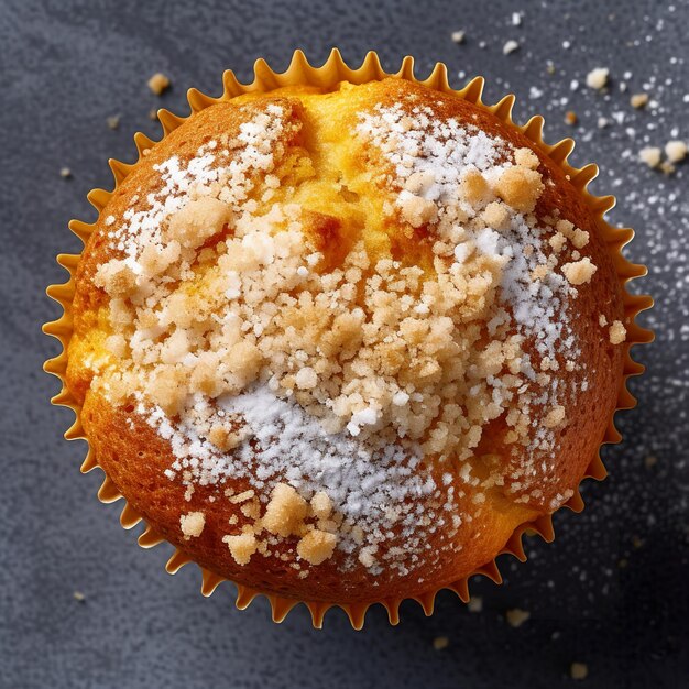 Muffins recém-cozidos isolados em fundo cinzento