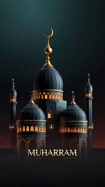 Muharram antecedentes islámicos edificios para el Eid saludos Adha Muharram Ramadán plantilla