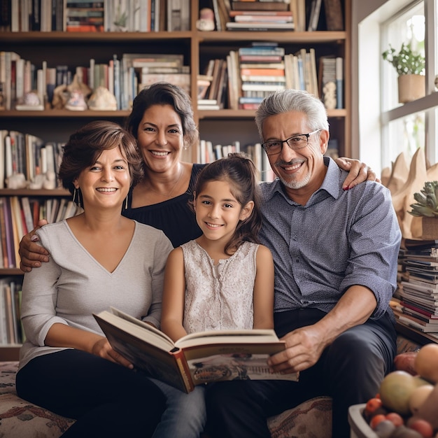 Muisca Indigene kolumbianische Familie in traditioneller Kleidung realistisches Familienfoto