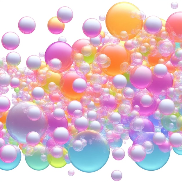 Muita cor de imagem de bolha 3d renderiza o fundo isolado ai gerado