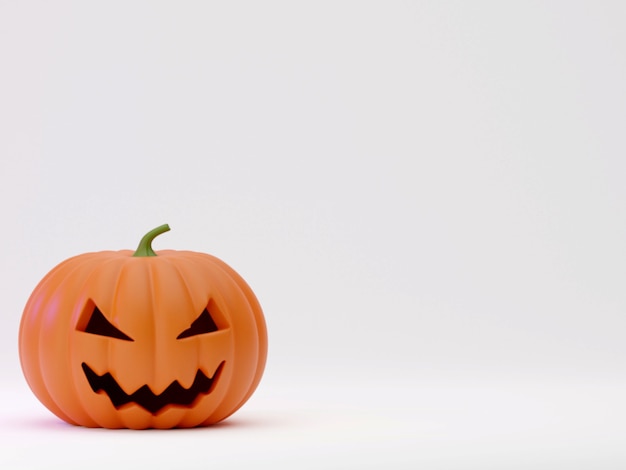 Muitas abóboras de Halloween em uma fileira, isoladas na renderização 3d de fundo