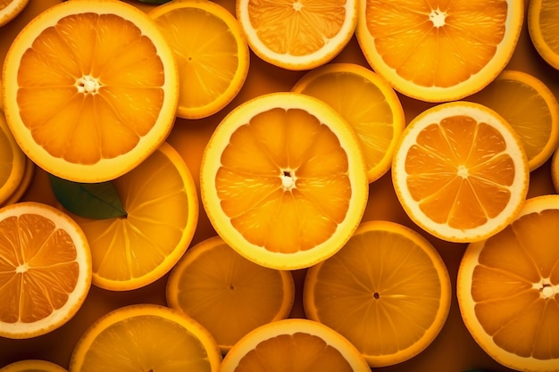 Muitas fatias de laranja fundo AI gerado
