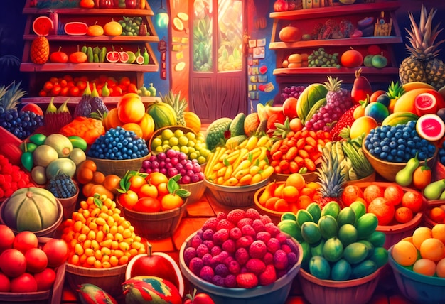 Muitas frutas e legumes juntos