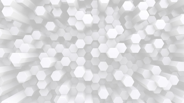 Muitas hastes de cristal branco hexagonal. Pano de fundo abstrato de baixo contraste