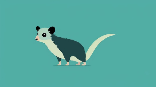 Muitas ilustrações minimalistas com opossums na cor azul.