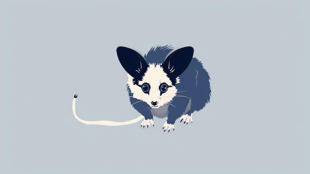 Muitas ilustrações minimalistas com opossums na cor índigo